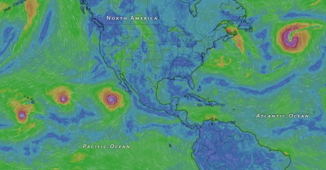 El trío de huracanes en el Pacífico es un fenómeno muy poco común.