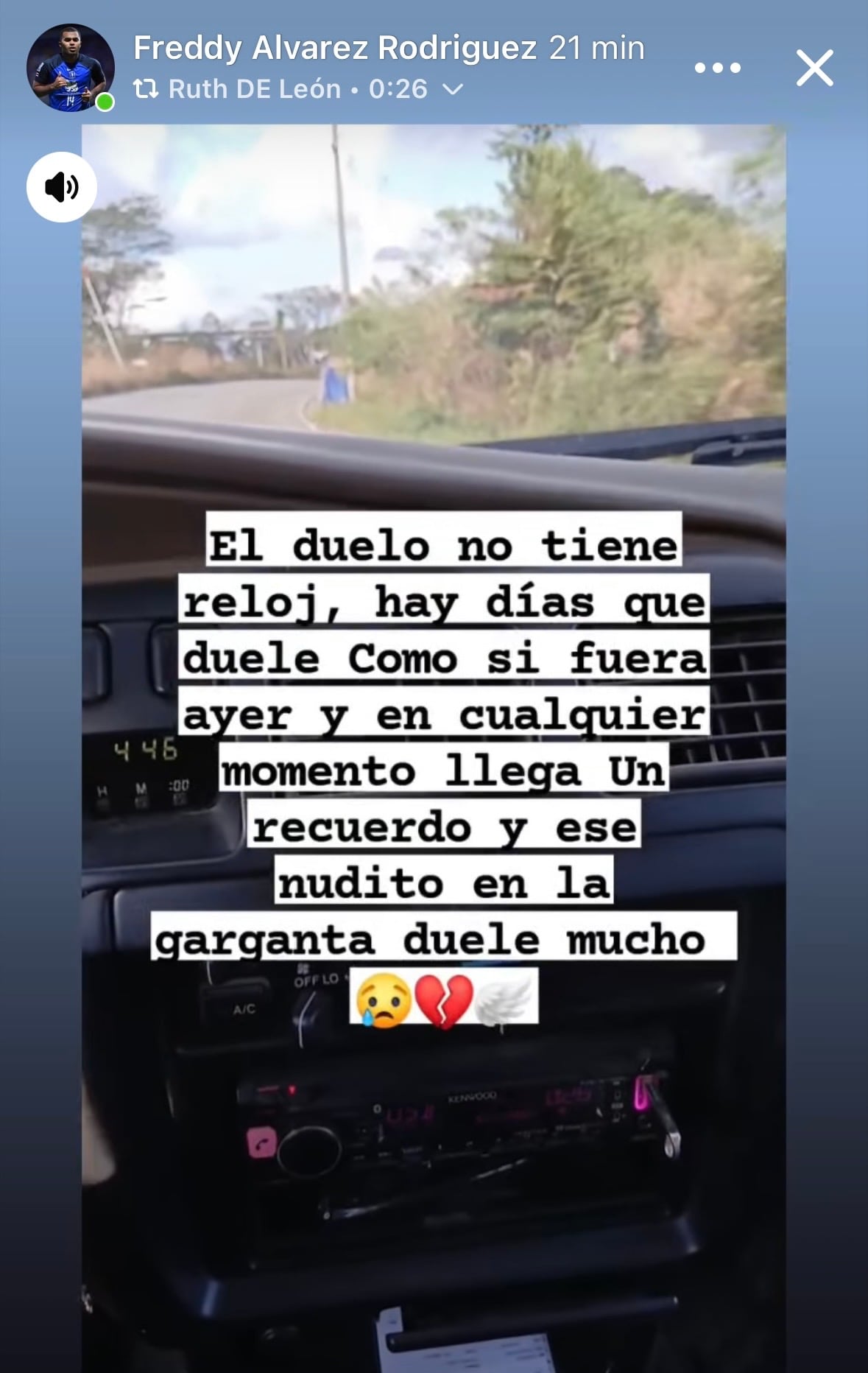 Este mensaje lo publicó Freddy Álvarez hace un par de días en una historia en su Facebook.