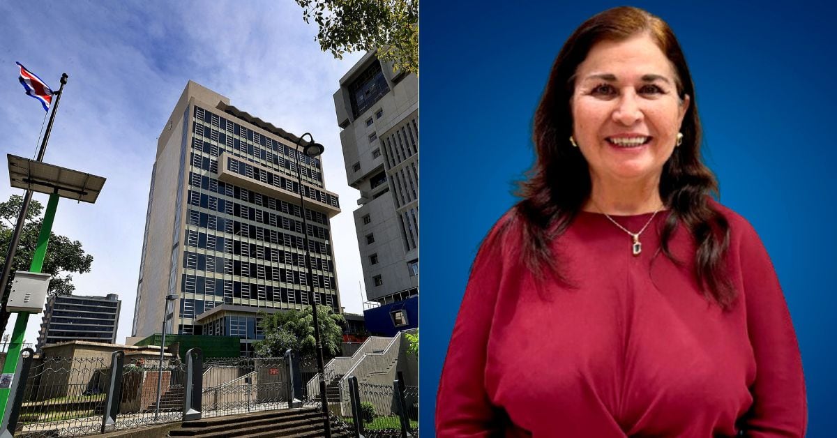 en la imagen la fachada de la CCSS y Vianey Hernández