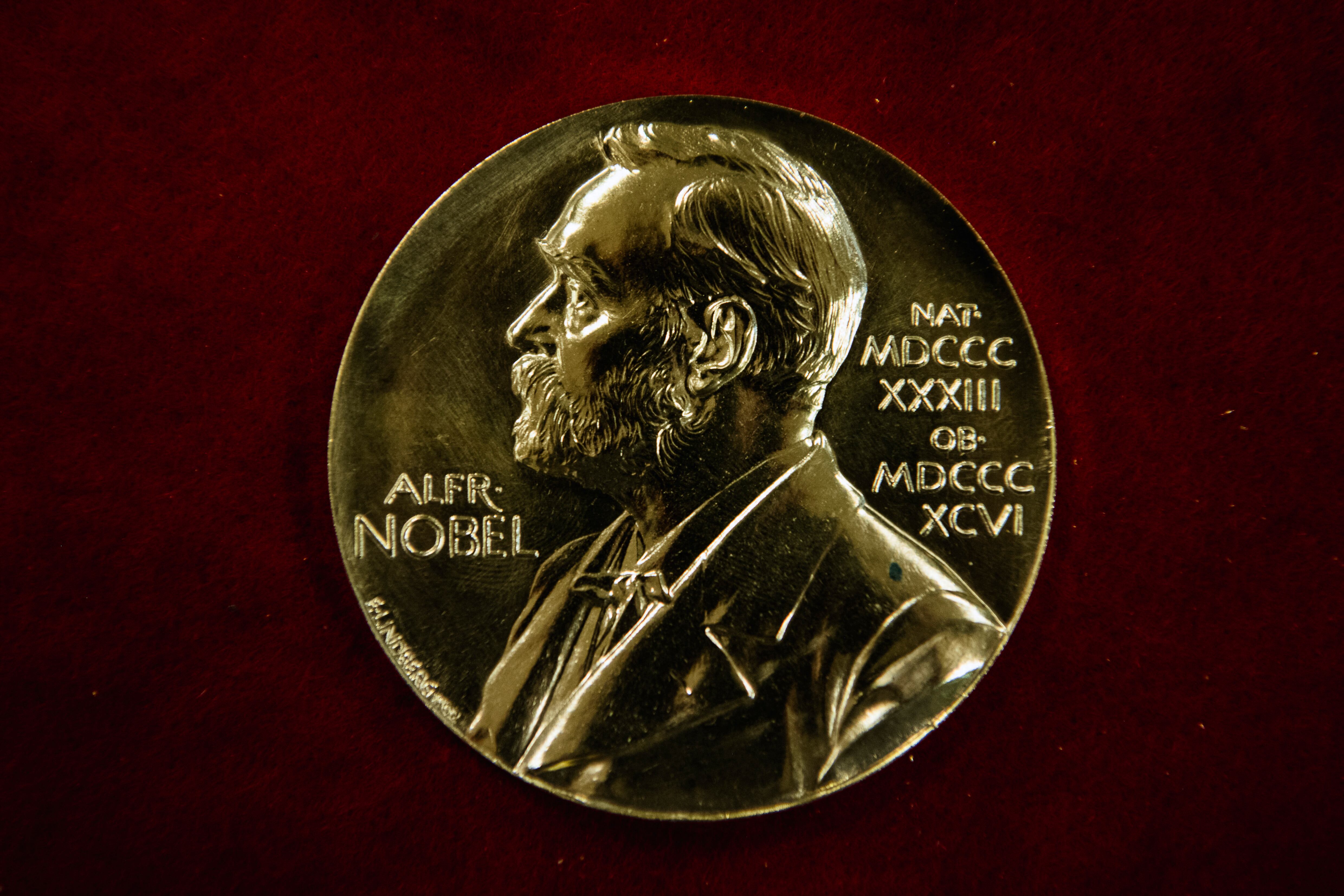 A Nobel Prize medal is pictured during the production process on October 29, 2019 in Eskilstuna, Sweden. The Nobel Prize awards ceremonies will take place on December 10, the anniversary of the death of the founder of the prize, Swedish industrialist and philanthropist Alfred Nobel. (Photo by Jonathan NACKSTRAND / AFP)