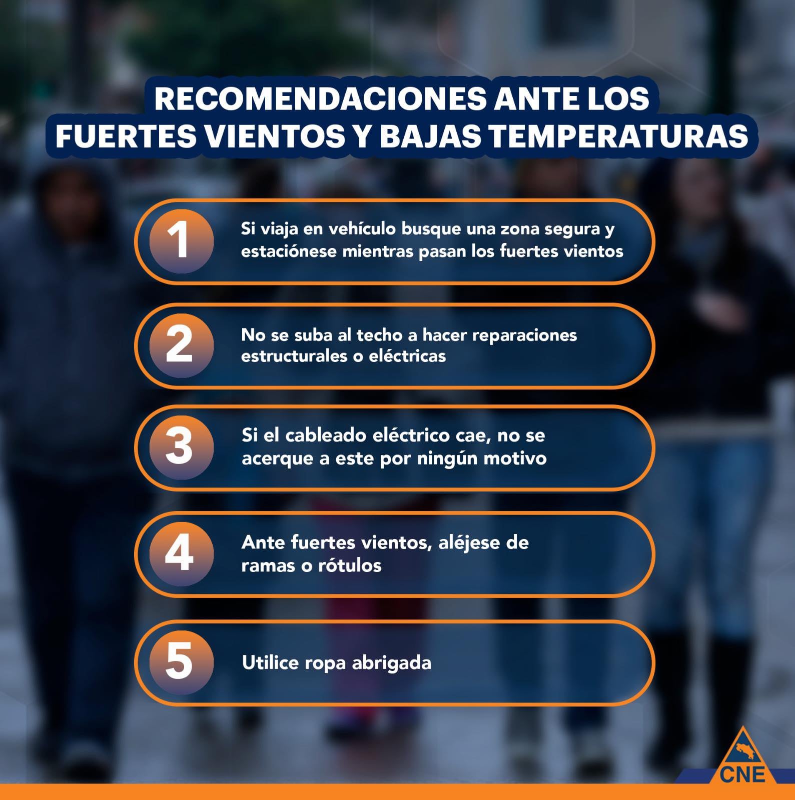 El llamado urgente de la CNE ante el aumento de ráfagas y frío en el país.