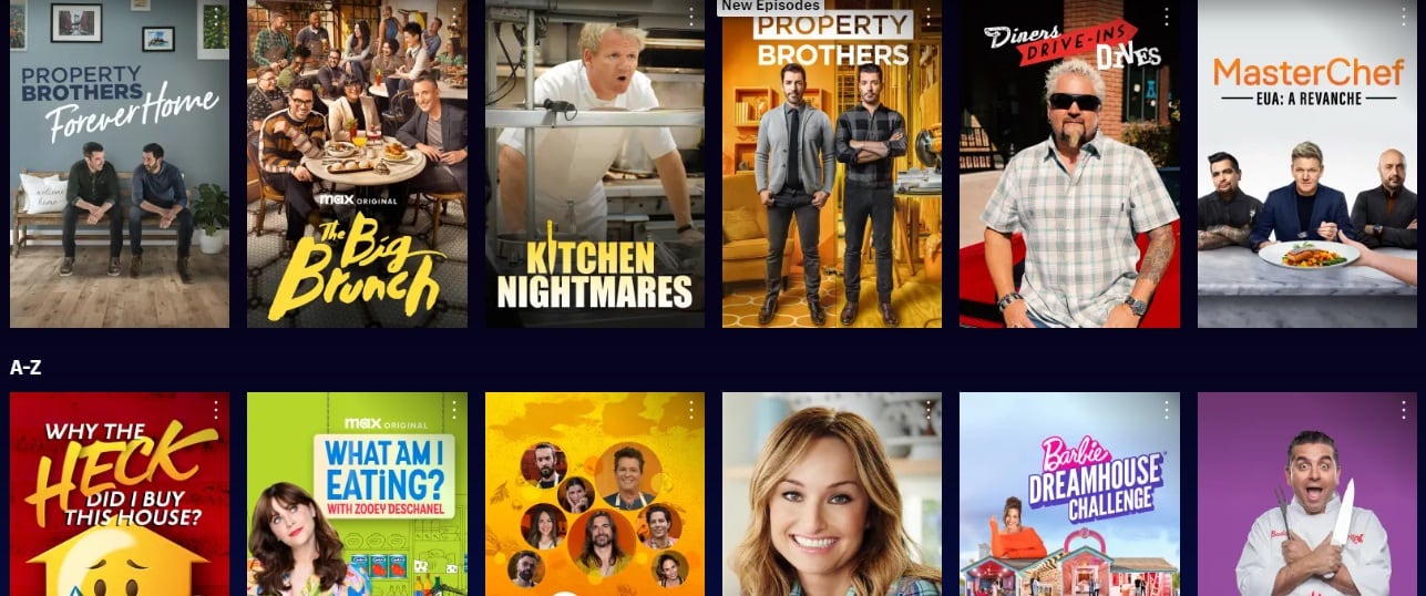 Nuevo menú del servicio Max, tras dejar atrás su identidad anterior, HBO Max.