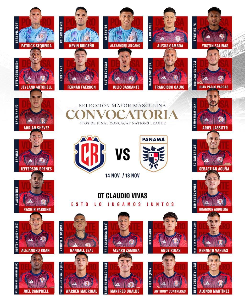 Estos son los convocados de la Selección de Costa Rica para su serie ante Panamá, por la Liga de Naciones de la Concacaf.