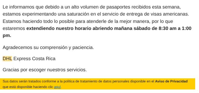 El correo que recibieron las personas.
