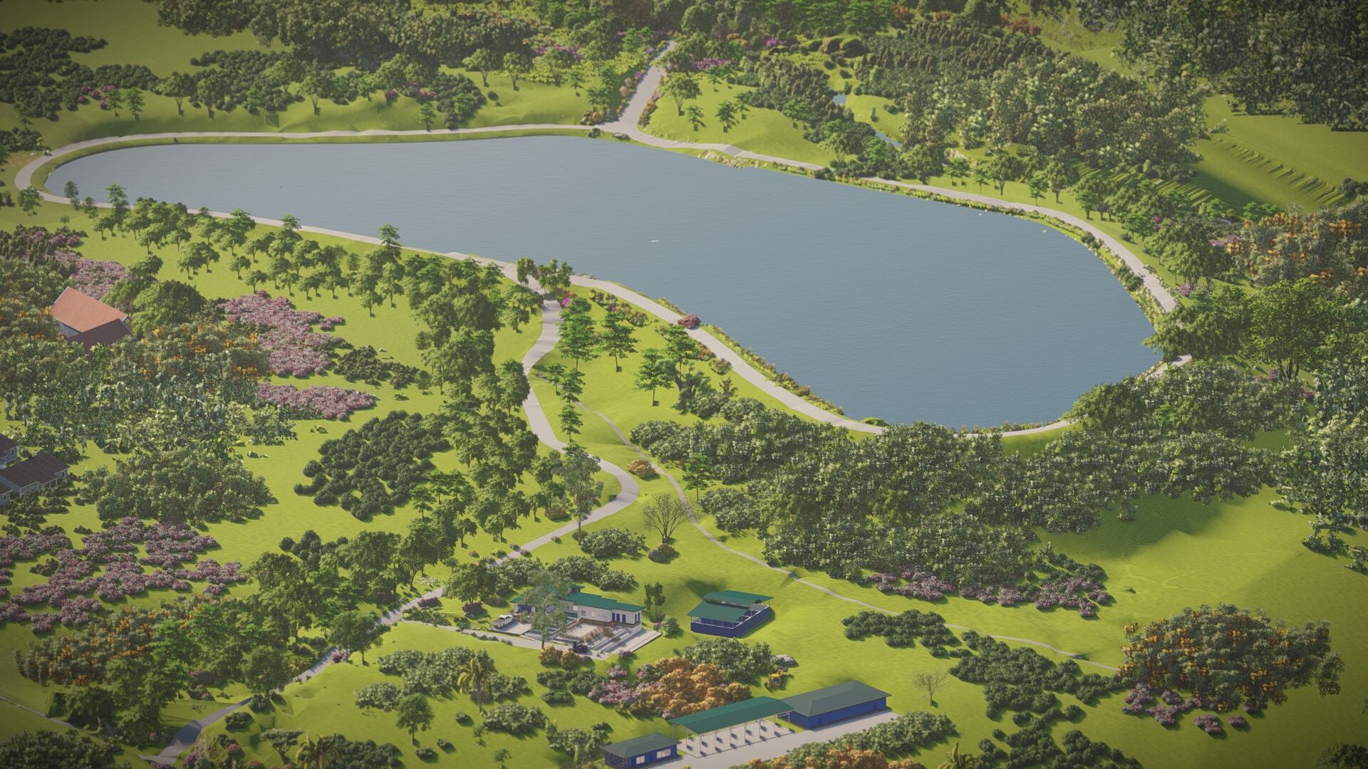 Esta prevista generada por computadora ilustra cómo sería el embalse. En la parte inferior, se ven las instalaciones de lo que sería la planta potabilizadora. Fotografía: Cortesía.