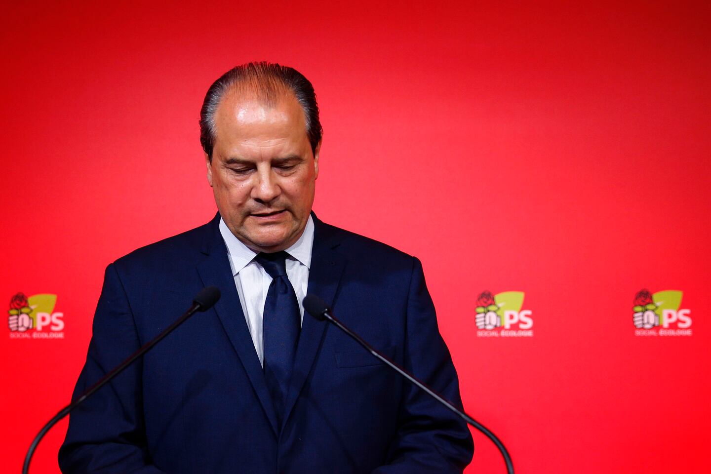 El primer secretario del Partido Socialista, Jean-Christophe Cambadelis, brindó un discurso este domingo durante un evento tras las elecciones legislativas.