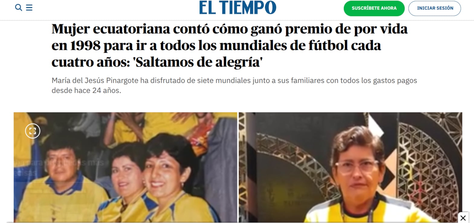 El Diario El Tiempo informó sobre la historia de la ecuatoriana que va a todos los mundiales.