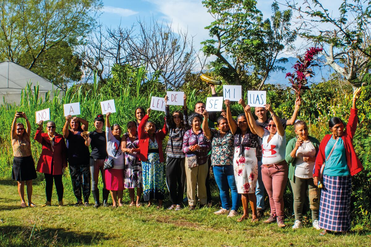 Fotografía con parte de la Red de Mujeres Rurales y el colectivo Mojojoy Agri-Cultura, parte del proyecto que Mariela Richmond exhibe en Satisfactory.