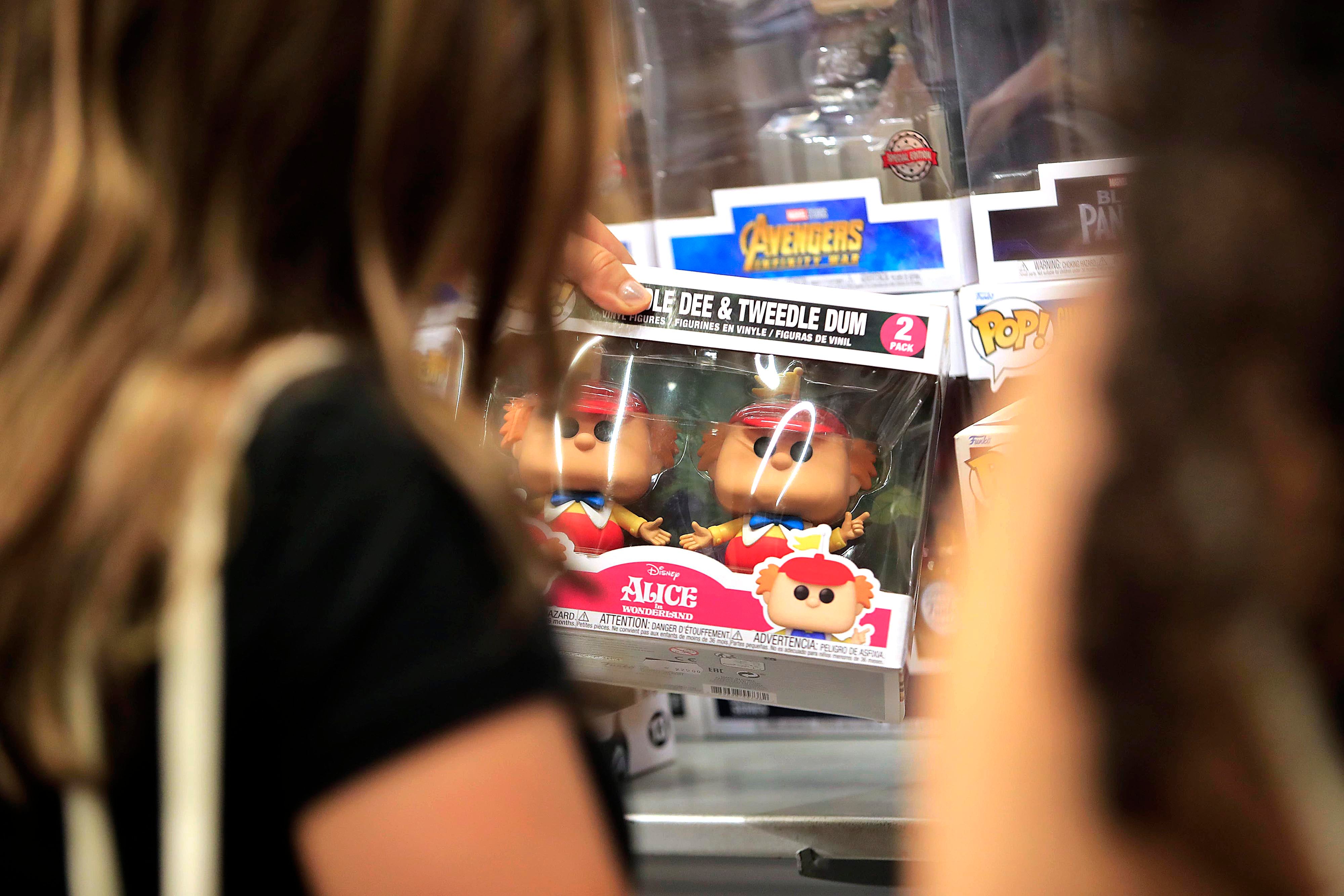 08/09/2023 Tienda Vértigo, Plaza Lincoln. Funkos, figuras coleccionables cabezonas.