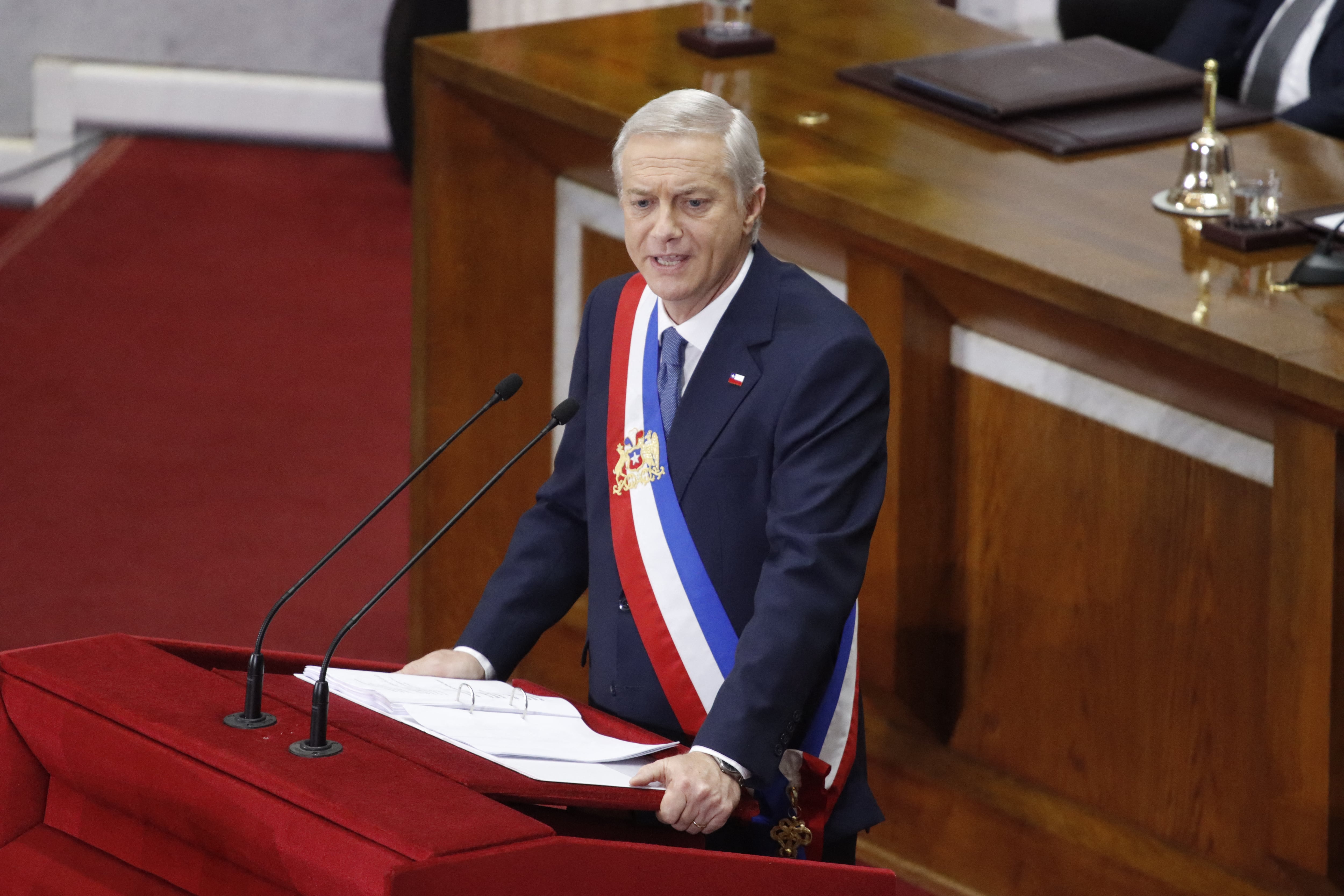 José Antonio Kast, pronuncia su discurso sobre el estado de la nación. (Foto de Francesco DEGASPERI / AFP)