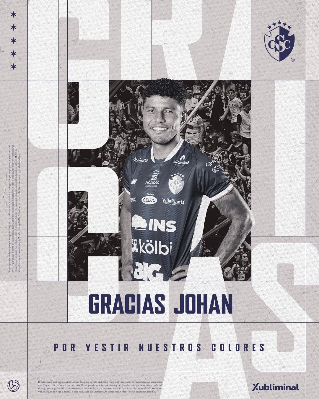 Cartaginés le dio las gracias a Johan Venegas tras su paso por el club.