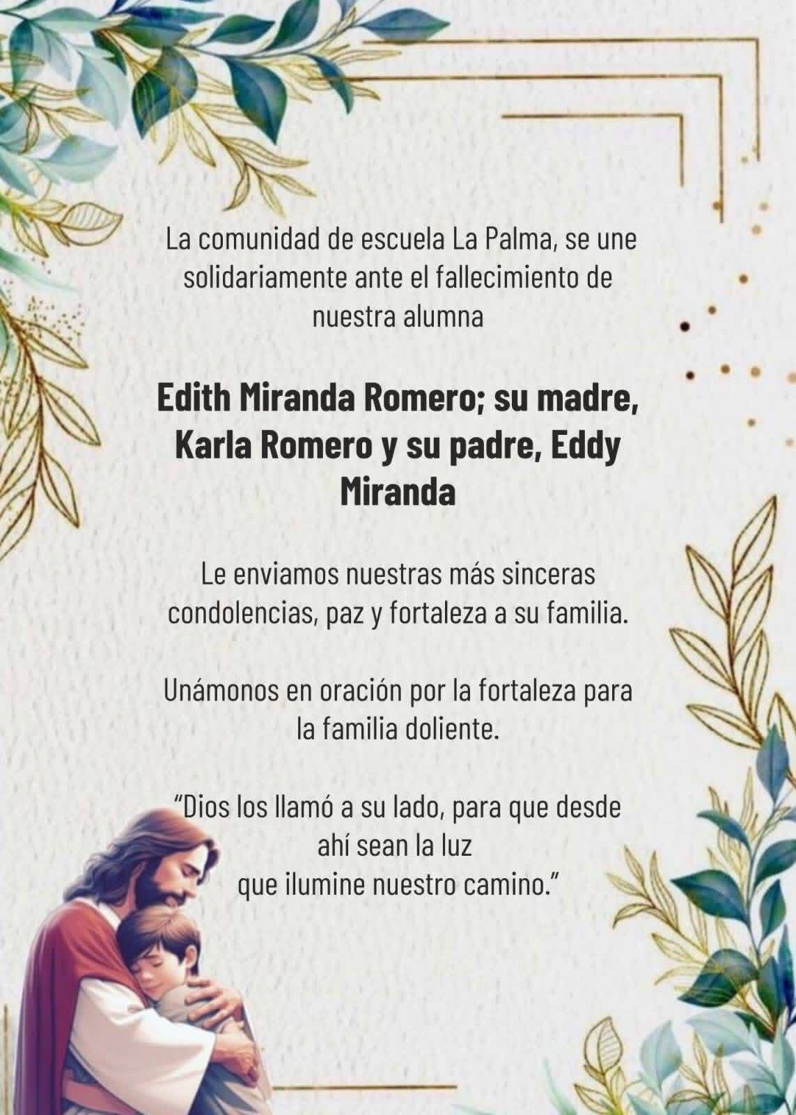 La Escuela La Palma, en San Ramón, publicó sus condolencias en redes sociales