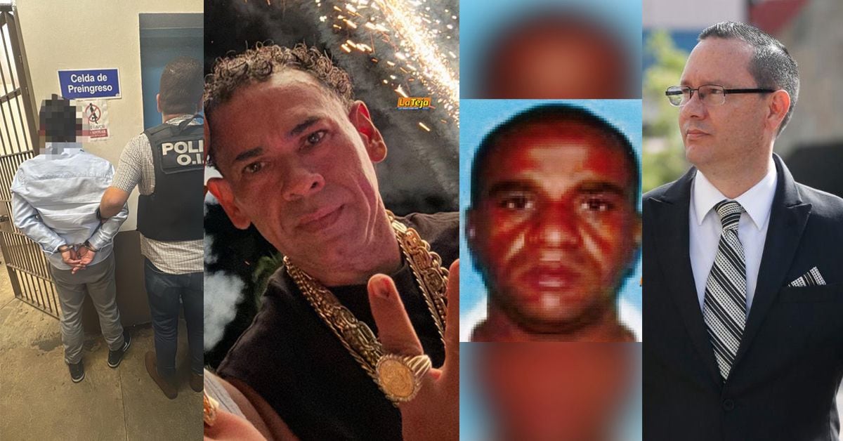 Los cuatro costarricenses con proceso de extradición a Estados Unidos: Jonathan Guillermo Álvarez Alfaro, Edwin López, alias Pecho de rata, Alexander Leudo Nieves y Celso Gamboa. Foto: OIJ, archivo LT