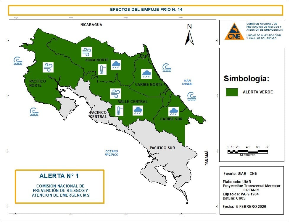 CNE decreta alerta verde en casi todo el país.