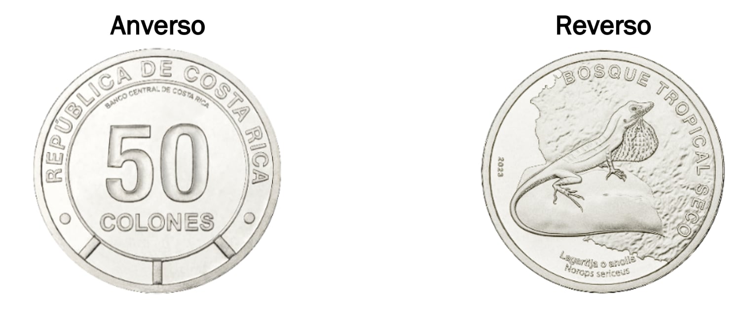 Nuevas monedas de 50 colones