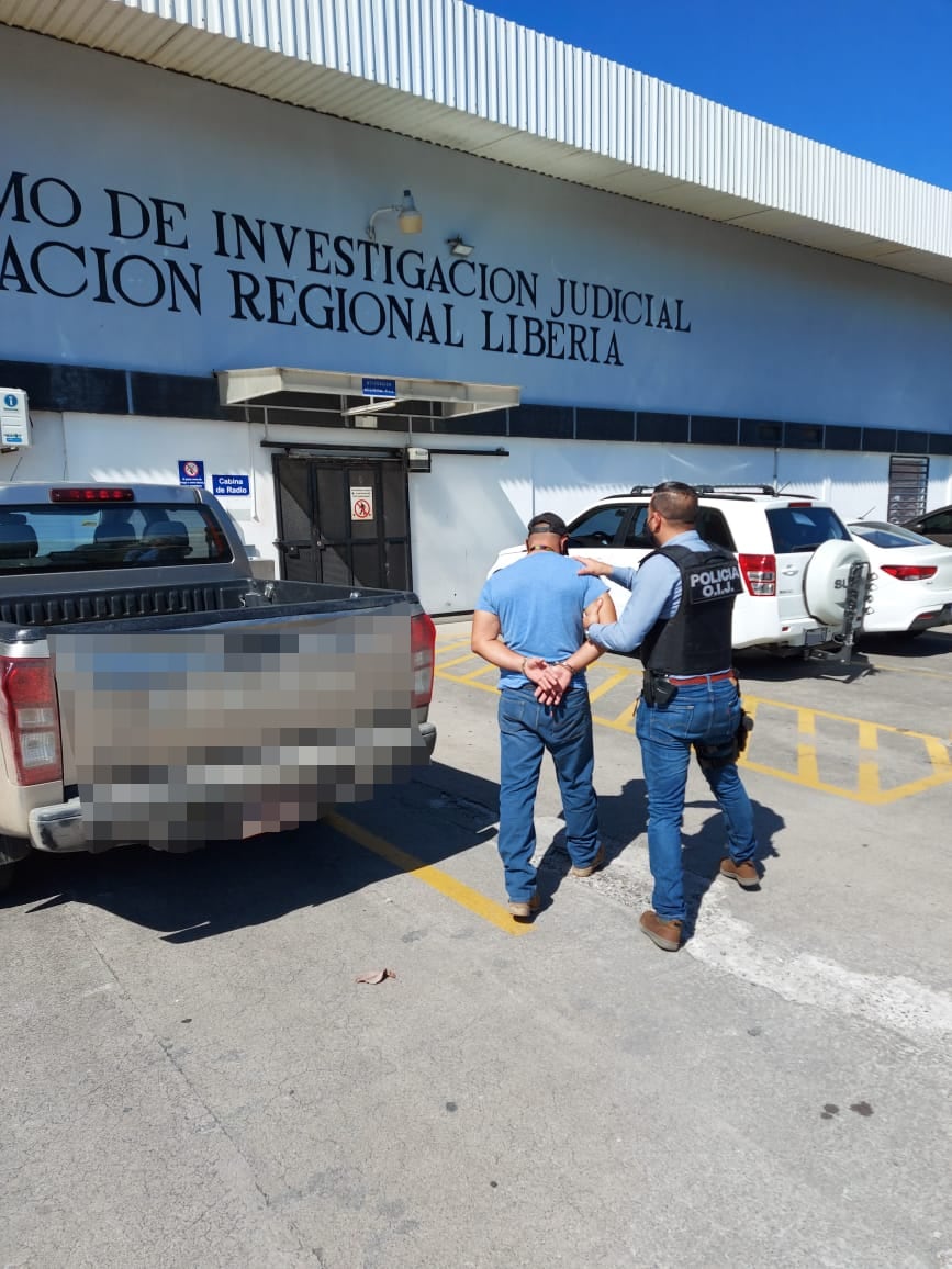 La detención de Gamboa estuvo a cargo de agentes del OIJ de Liberia. Foto: Cortesía: OIJ.