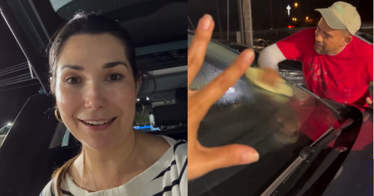 Ginnés Rodríguez se quedó varada y Alejandro, un desconocido, la ayudó a cargar el vehículo y hasta le limpió el parabrisas.