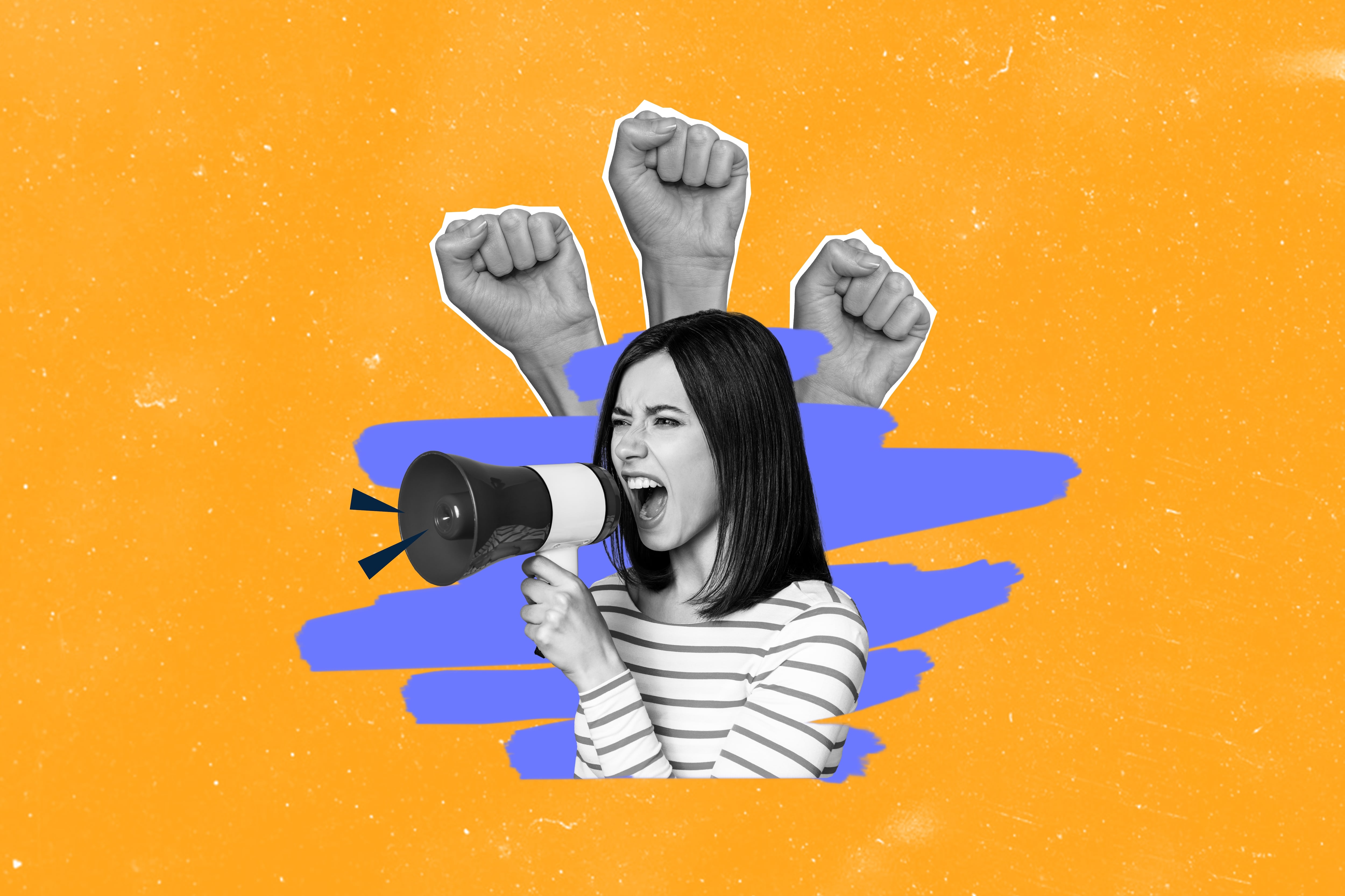 Protesta, hablar antes de callar, manifestación, protestar, mujer habla con megáfono