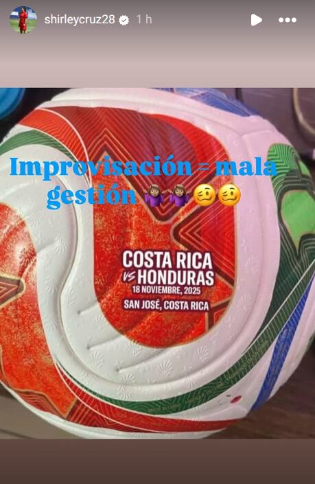 Shirley Cruz le tiró a la Selección de Costa Rica.