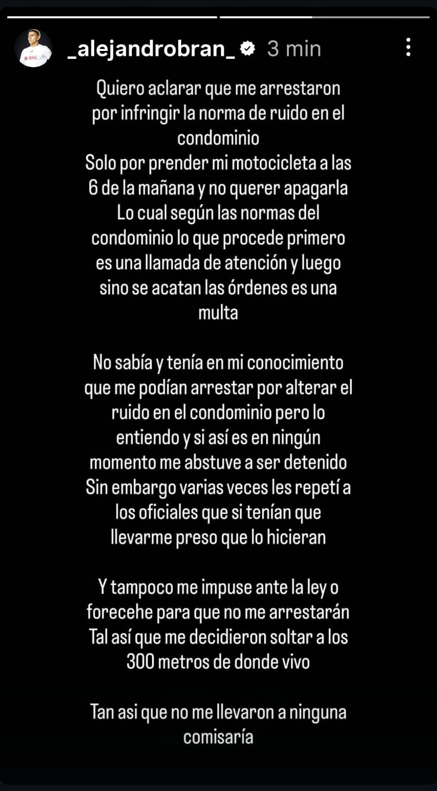 Alejandro Bran, jugador de Liga Deportiva Alajuelense, da su versión de los hechos tras su detención este 19 de marzo en el condomino donde vive en La Sabana.