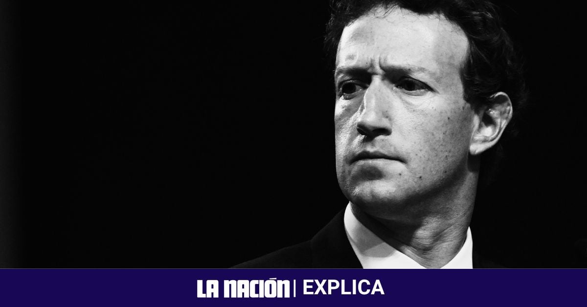 Retrato en blanco y negro de Mark Zuckerberg, CEO de Meta, en una audiencia del Senado de EE. UU., mientras detalla cambios en las políticas de moderación de contenido de la compañía.