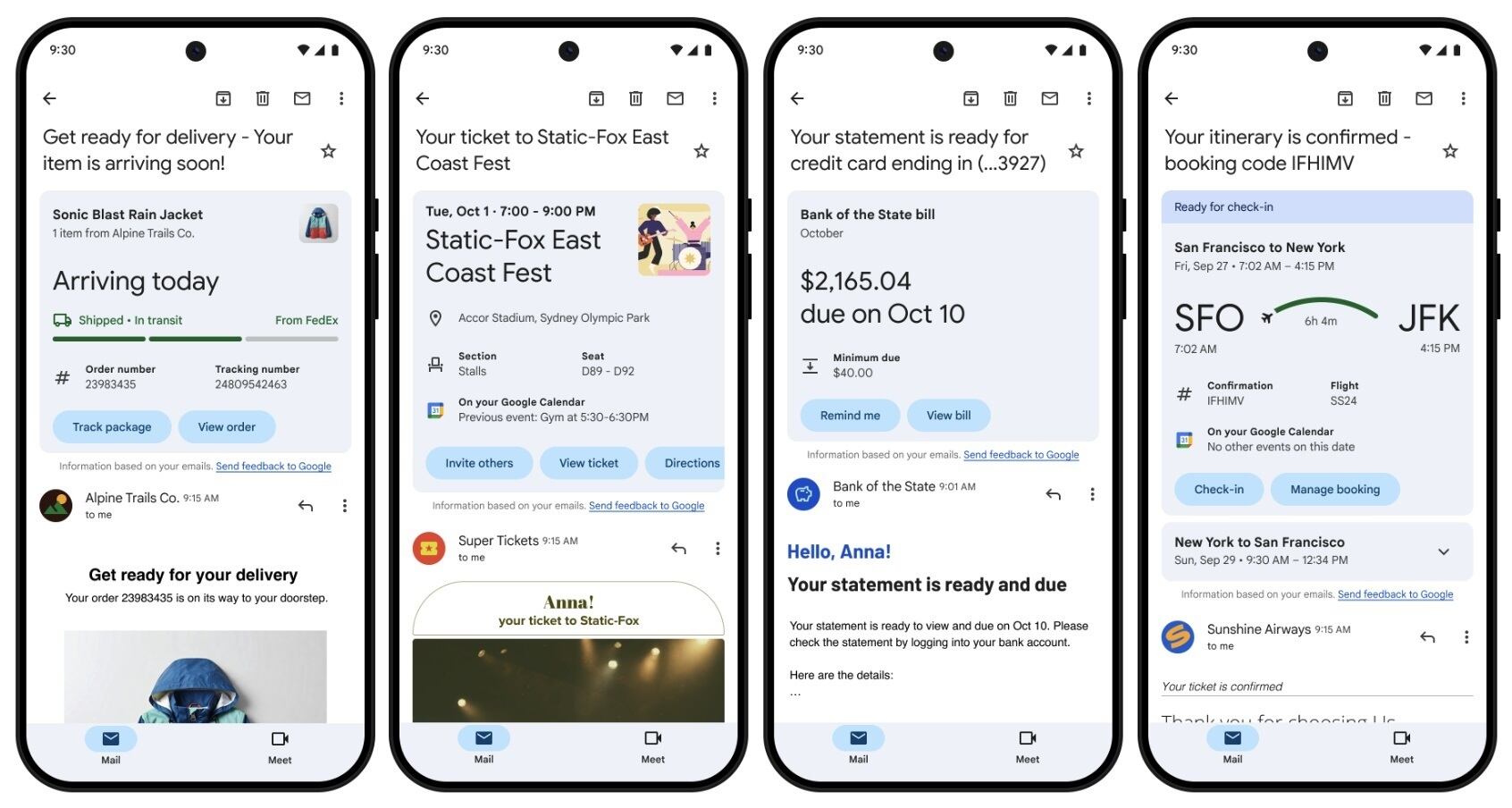 Gmail lanza tarjetas de resumen para mejorar la organización de correos y simplificar la gestión de compras, eventos y facturas.