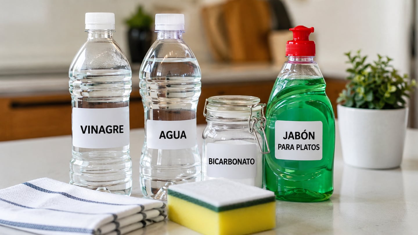 Sirve mezclar vinagre, agua, jabón y bicarbonato para limpiar grasa: esto dice un experto