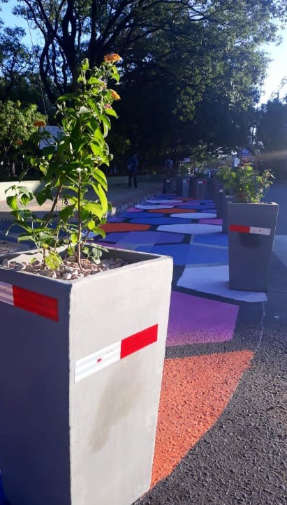 La moción también propone la instalación eventual de macetas de concreto, las cuales tendrían una altura de metro y medio, para evitar que las personas se sienten sobre ellas. (Foto: tomada del documento de la moción)