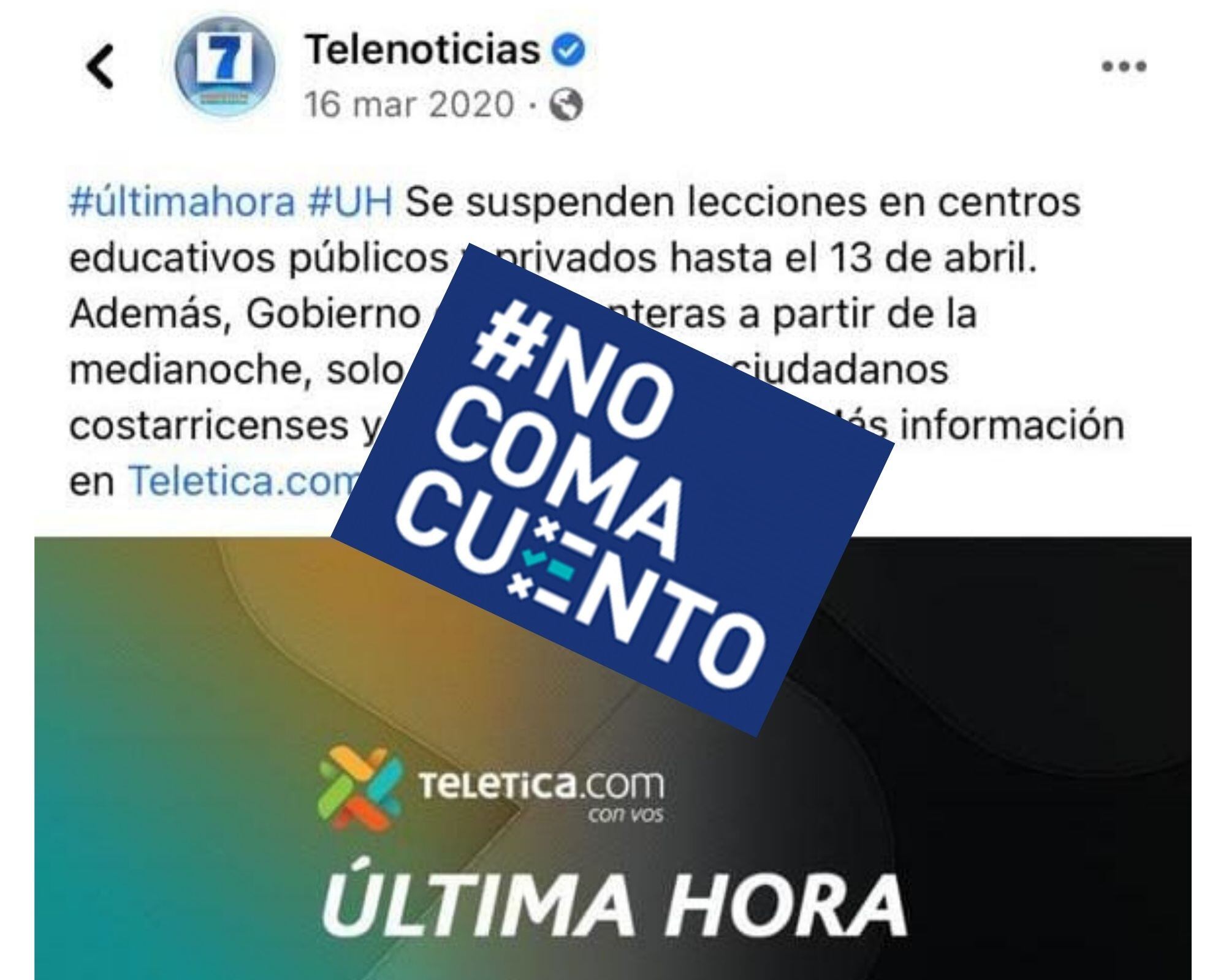 Se difunde en grupos de WhatsApp una publicación que afirma que el Gobierno suspendió lecciones y cerró fronteras a extranjeros, pero se trata de una noticia de hoy hace un año.