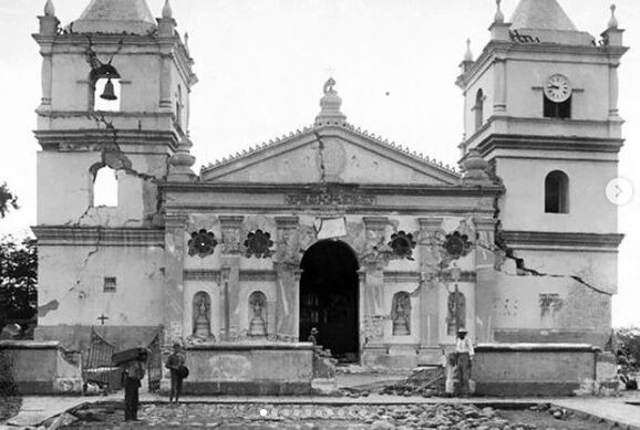 Iglesia de Nuestra Señora de los Ángeles destruida por el terremoto de 1910.