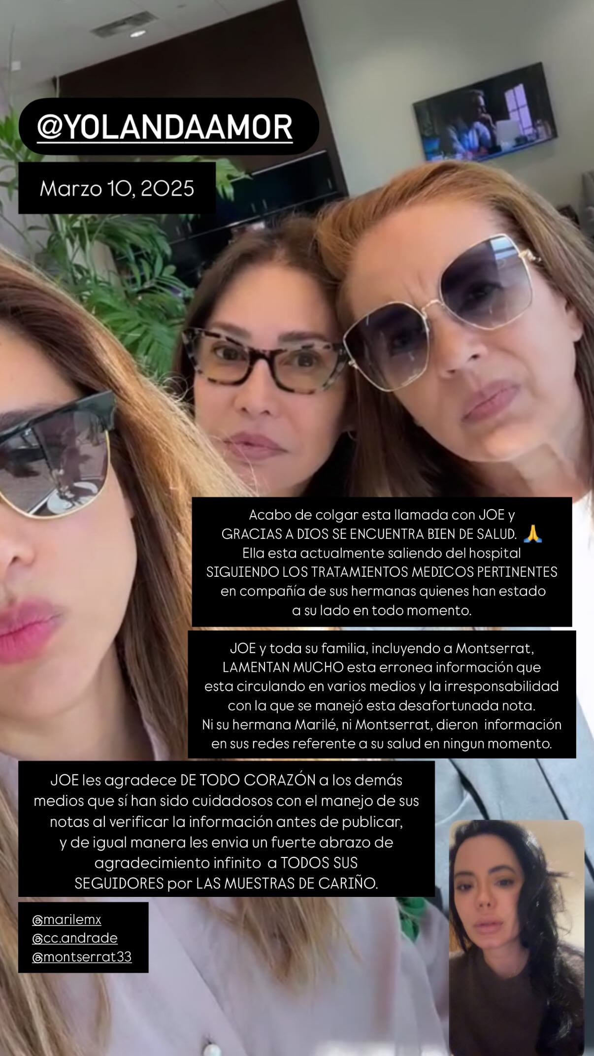 La productora Raquel Rocha desmintió la información con una videollamada donde aparece conversando con Yolanda Andrade.