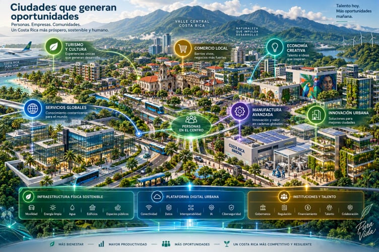 Esta es una propuesta de cómo sería una ciudad inteligente en Costa Rica.