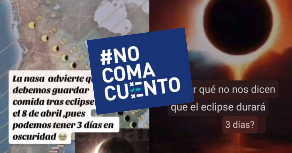 El eclipse de sol del próximo 8 de abril, no durará tres días, ni provocará desabastecimiento de alimentos por una catástrofe.