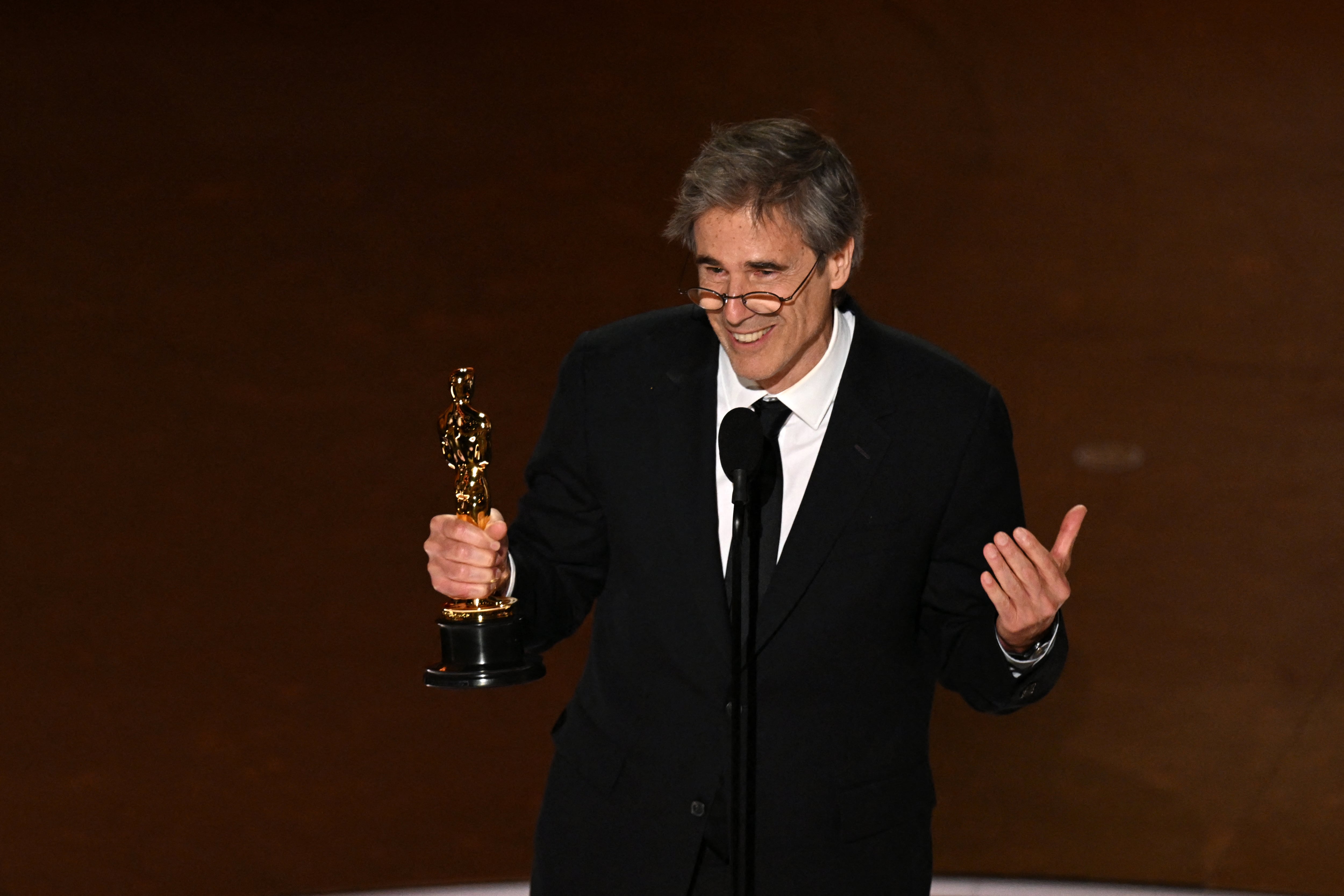 Walter Salles en su discurso de aceptación del Óscar a la mejor película extranjera.