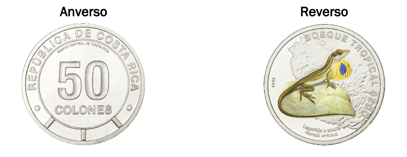 Nuevas monedas de 50 colones