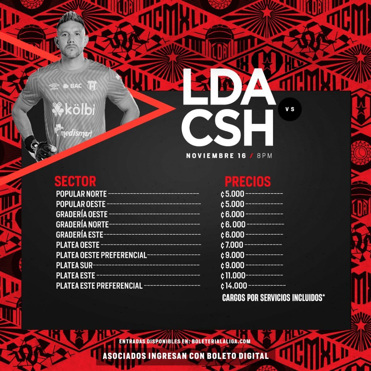 Liga Deportiva Alajuelense sacó a la venta las entradas para el partido del 16 de noviembre contra Herediano.