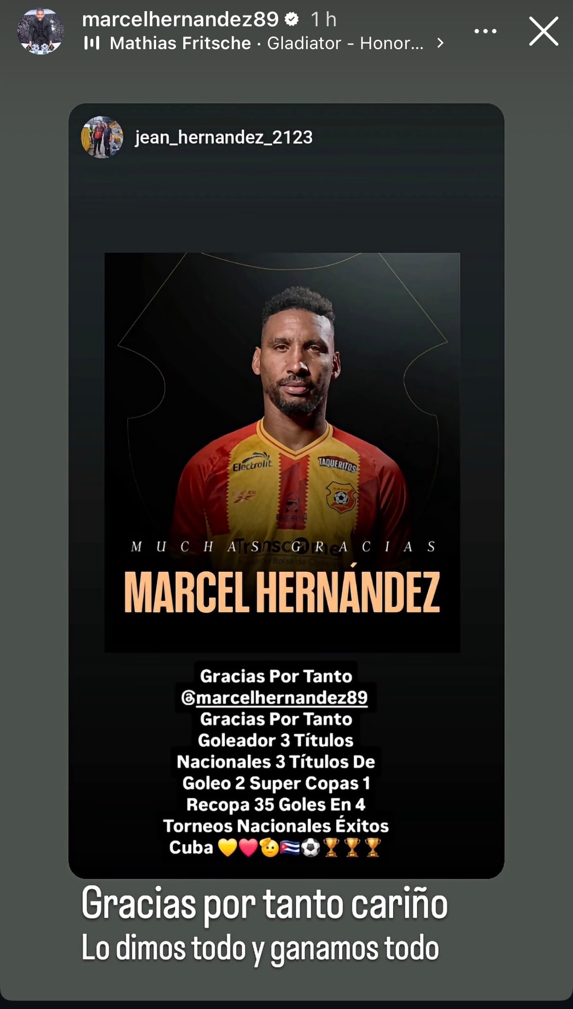 Este es el primer mensaje que escribe Marcel Hernández al dejar Herediano.
