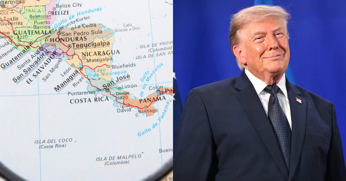 Un mapa de Centroamérica y una imagen del presidente de Estados Unidos, Donald Trump, ilustran el impacto de los nuevos aranceles impuestos por Washington. Costa Rica enfrenta una tarifa del 12,5% para sus exportaciones hacia ese mercado, superior al 10% aplicado a Guatemala, Honduras y El Salvador.