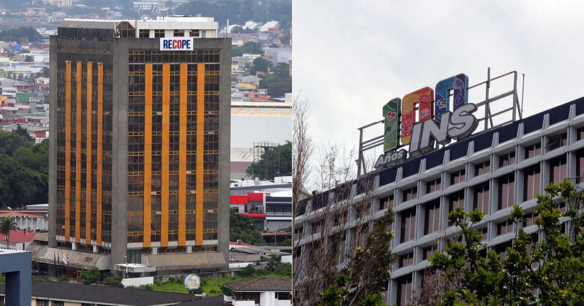 En la imagen la fachada de Recope y la del INS.