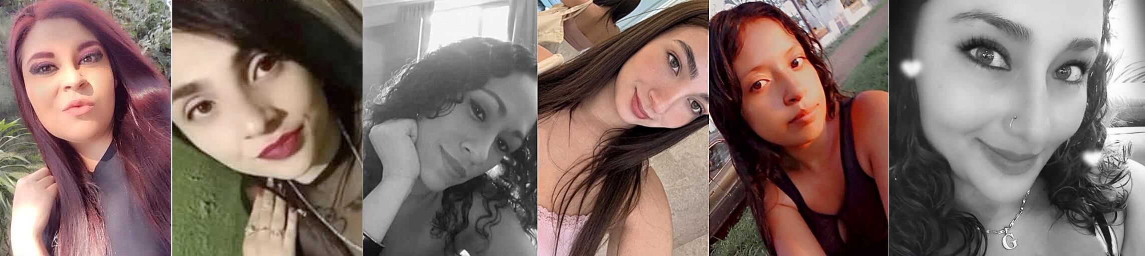 Víctimas de femicidio 2025: Sofía Calvo, Meribeth Mondragón, Ingrid Espinoza, Tamara Centeno, Sandra Oporta y Miriam Fernández (de izquierda a derecha). Foto: Archivo GN