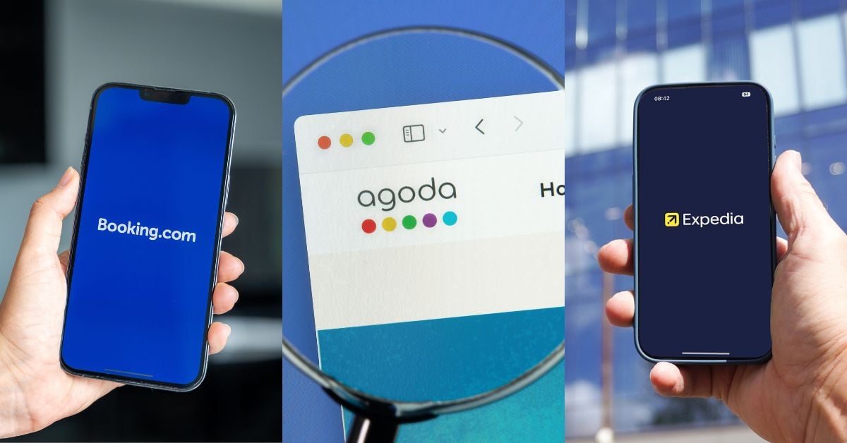 en la imagen los logos de Booking, Expedia y Agora.com