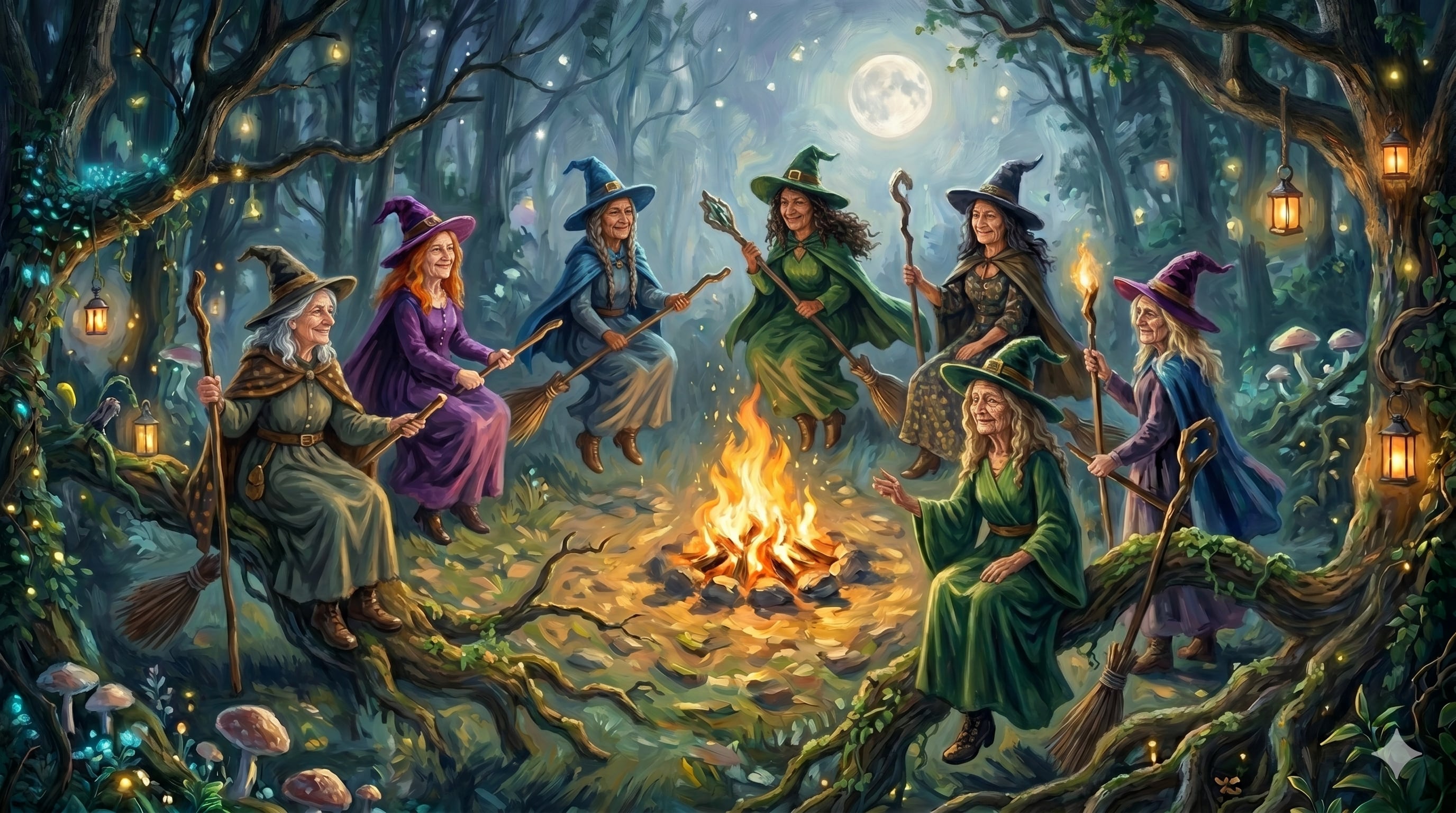 Brujas reunidas y felices, cuento Salir con un domingo 7, de Camen Lyra