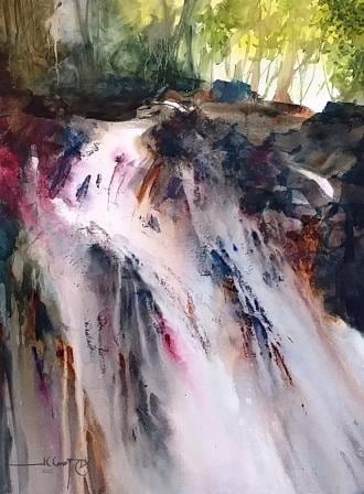 'Torrentes' es una poderosa obra de Camacho, donde el agua de manantial parece mezclarse con sangre. Foto: Cortesía Club Unión