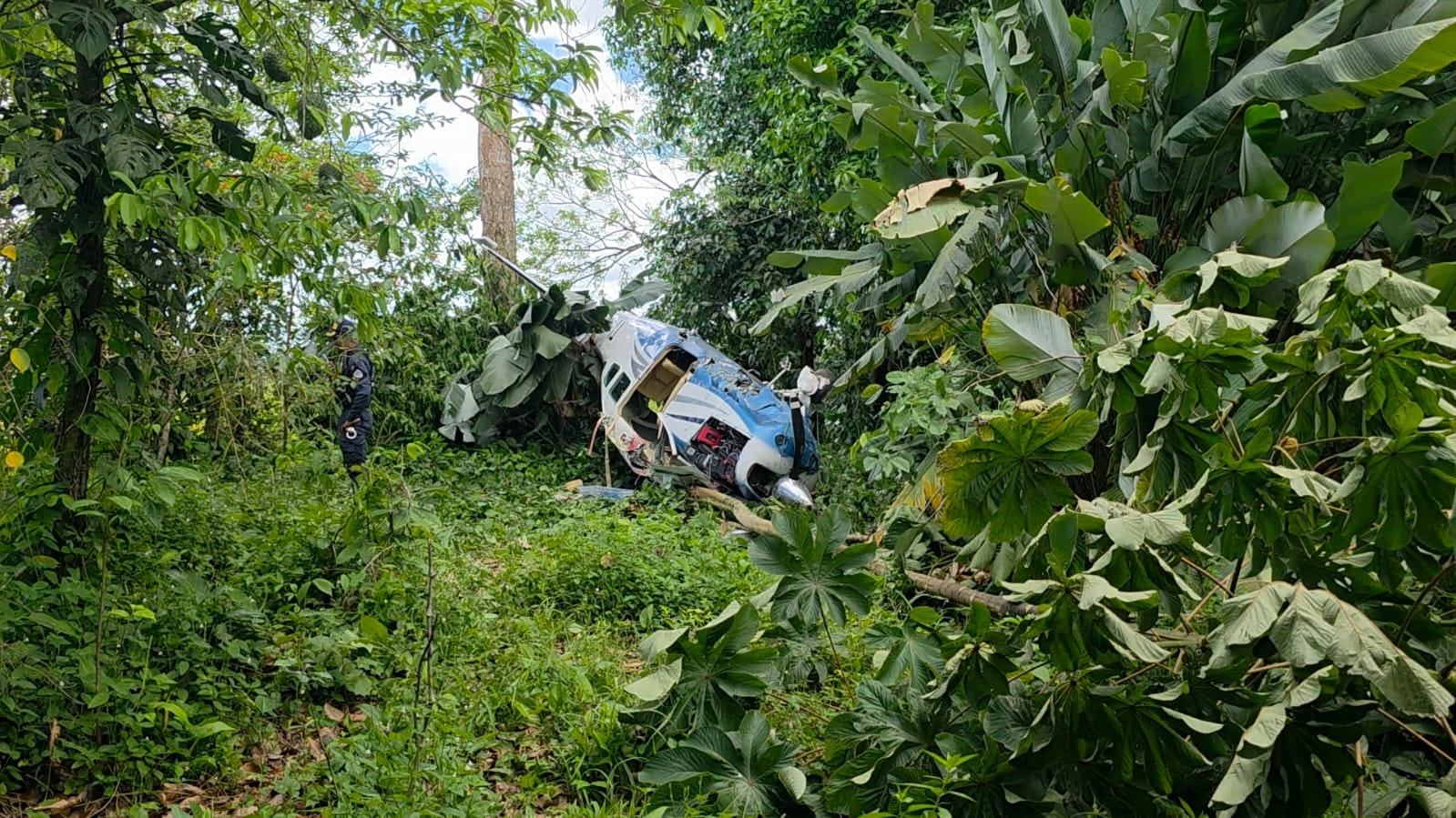La avioneta cayó en un cultivo de yuca en barrio El Progreso, en El Tanque, tras perder potencia poco después del despegue.