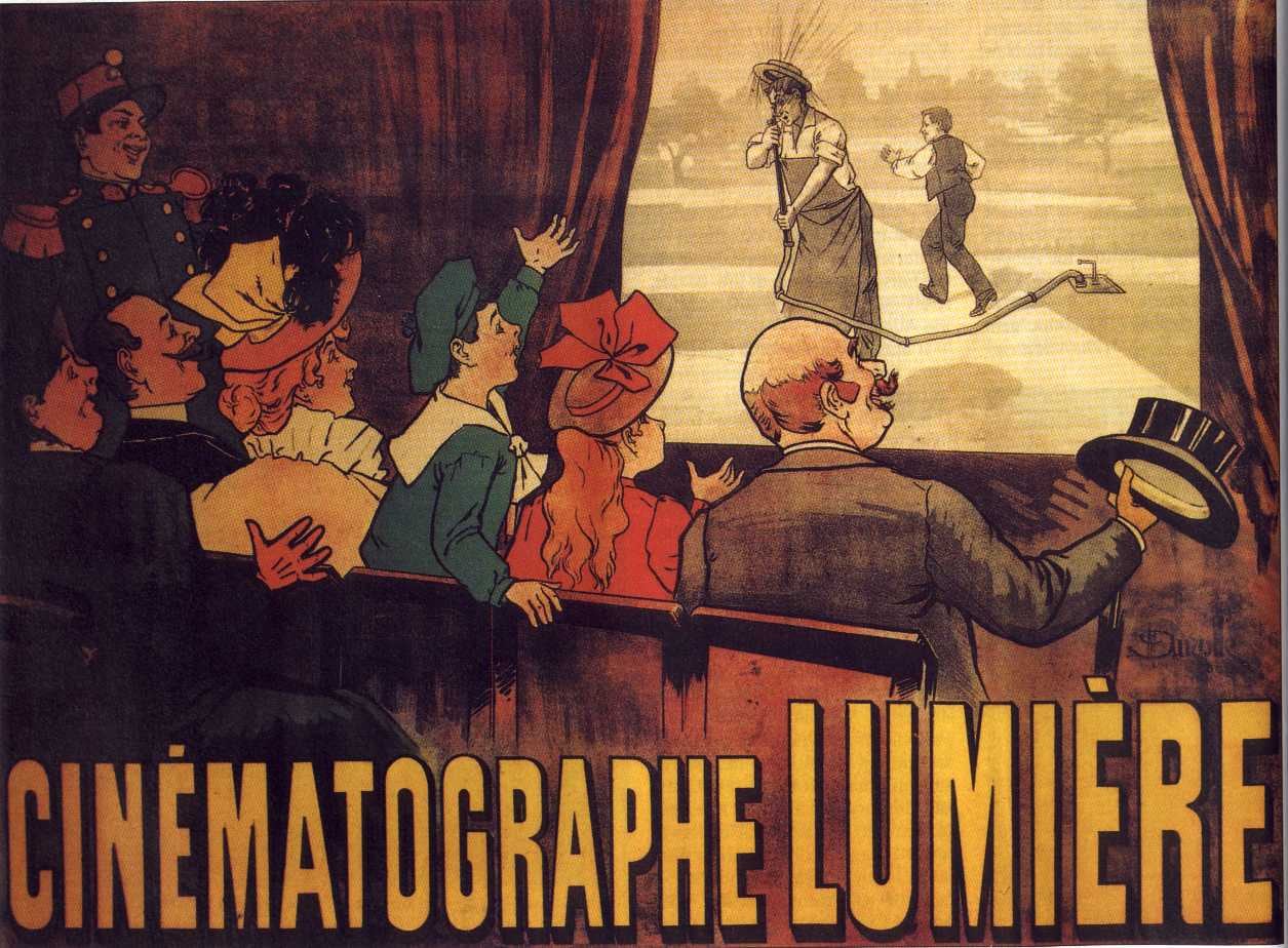 El cartel que publicitaba el cinematógrafo de los hermanos Lumière, que mostraba una famosa comedia (L’Arroseur arrosé, 1895).