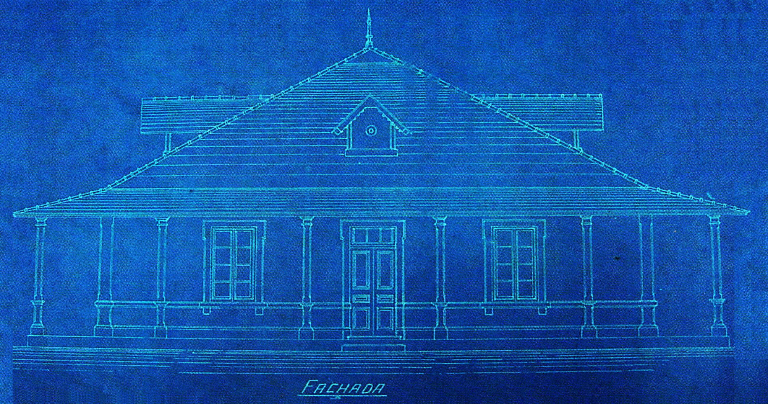 Fachada de la casa del inalámbrico según el plano conservado en el Archivo Nacional.