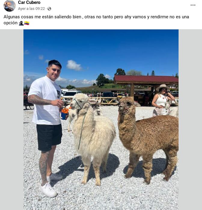 Según su perfil en Facebook, a Cubero le gustaba viajar. Esta fue su última publicación de este 14 de febrero, horas antes del crimen.