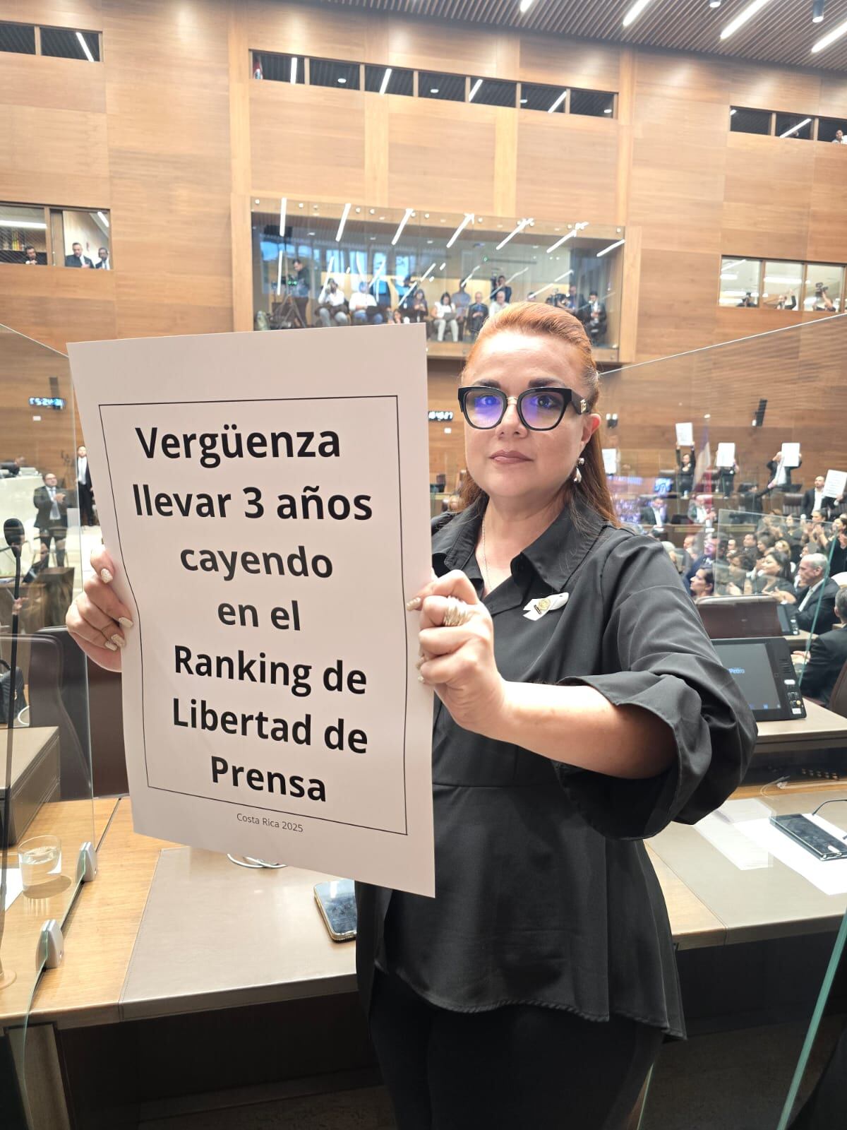 Diputados muestran mensajes de protesta durante discurso de Rodrigo Chaves