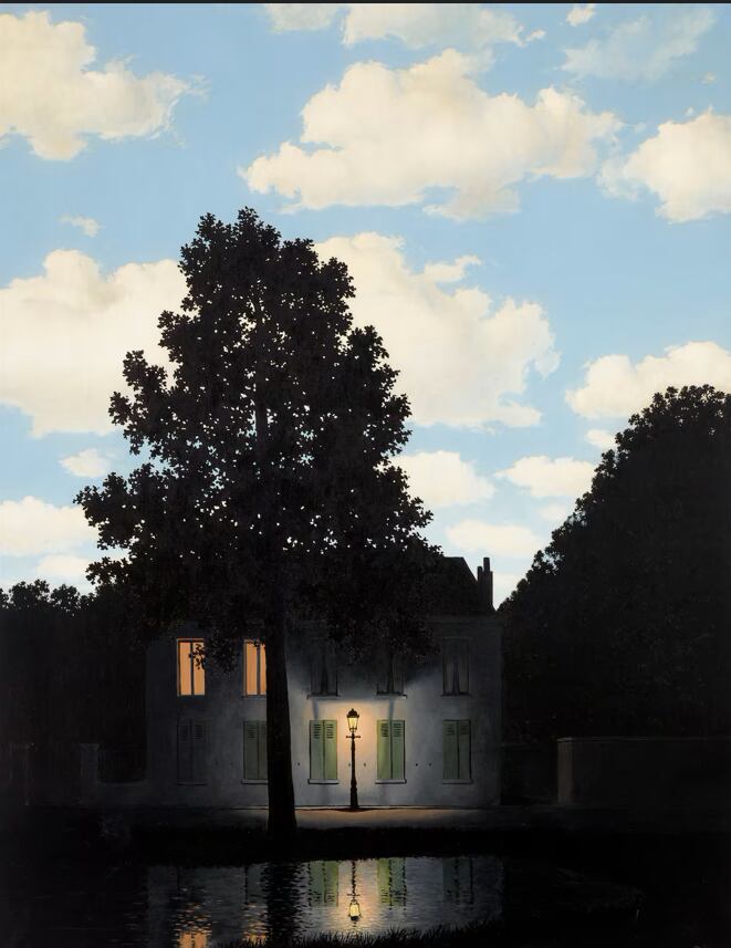 Reproducción de una de las piezas de la serie 'El imperio de la luz' de René Magritte.