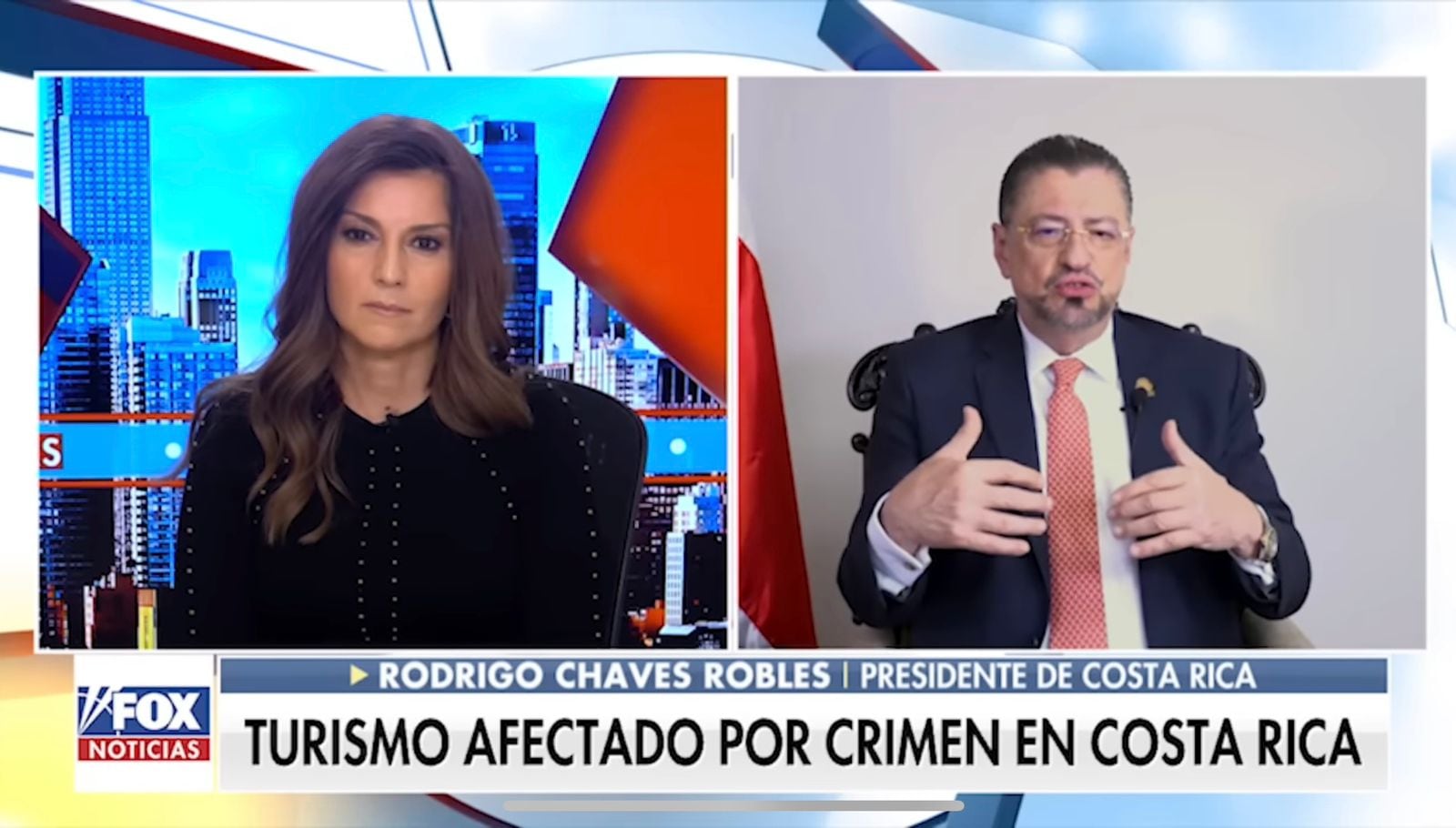 El presidente de la República, Rodrigo Chaves, concedió una entrevista al canal estadounidense Fox News.